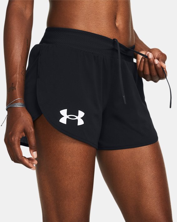 UA Pro Runner split shorts voor dames, Black, pdpMainDesktop image number 3